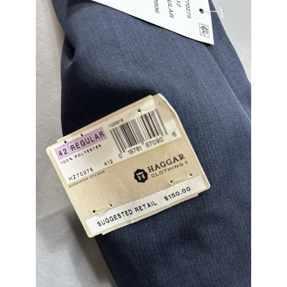 NWT Haggar Mens Performance Tailored Fit Suit Coat Blazer Blue Jacket 42 Regular